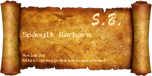 Spányik Barbara névjegykártya